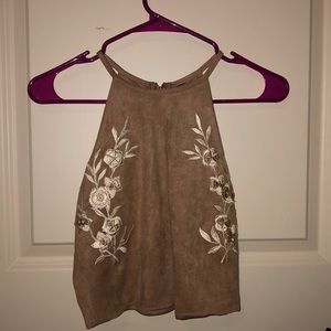 tan floral halter top